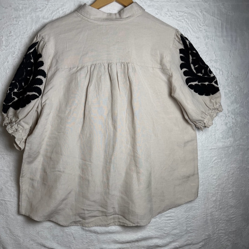 Chicos Puff Sleeve Linen Blend Shirt, Size 3 = 14
**Shirt only this listing** - Picture 6 of 10